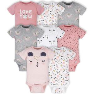 imageGerber babygirls 8pack Short Sleeve Onesies BodysuitsBear Pink