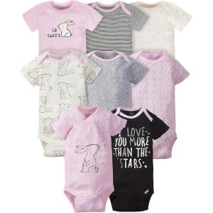 imageGerber babygirls 8pack Short Sleeve Onesies BodysuitsBunny