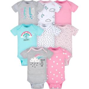 imageGerber babygirls 8pack Short Sleeve Onesies BodysuitsClouds
