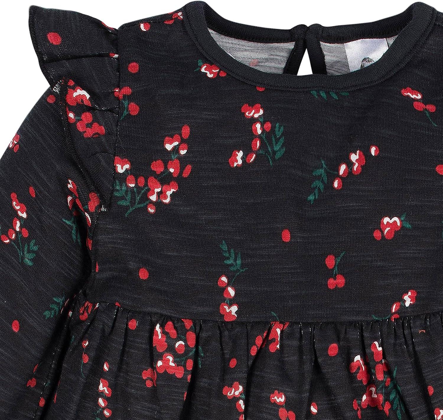 imageGerber Baby Girls Toddler 2Pack Long Sleeve DressesBlack Holly Berries