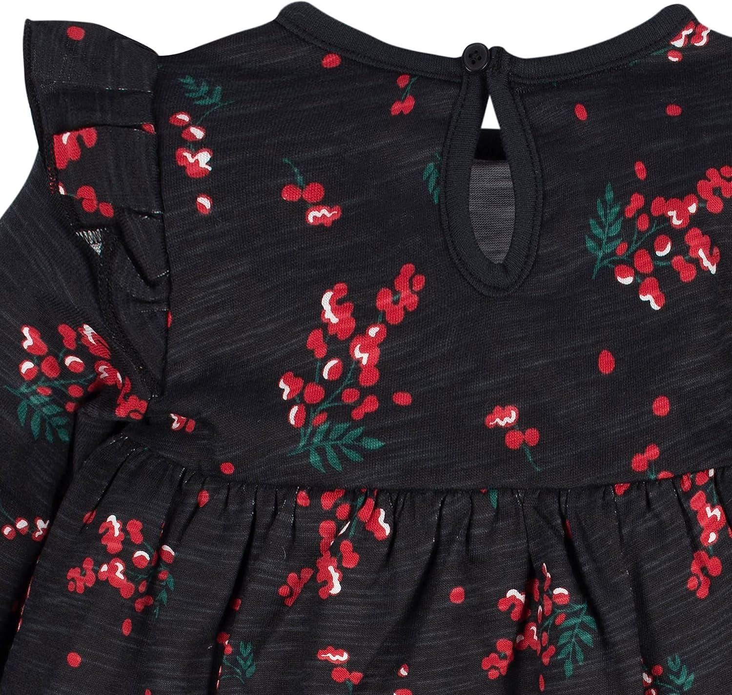 imageGerber Baby Girls Toddler 2Pack Long Sleeve DressesBlack Holly Berries