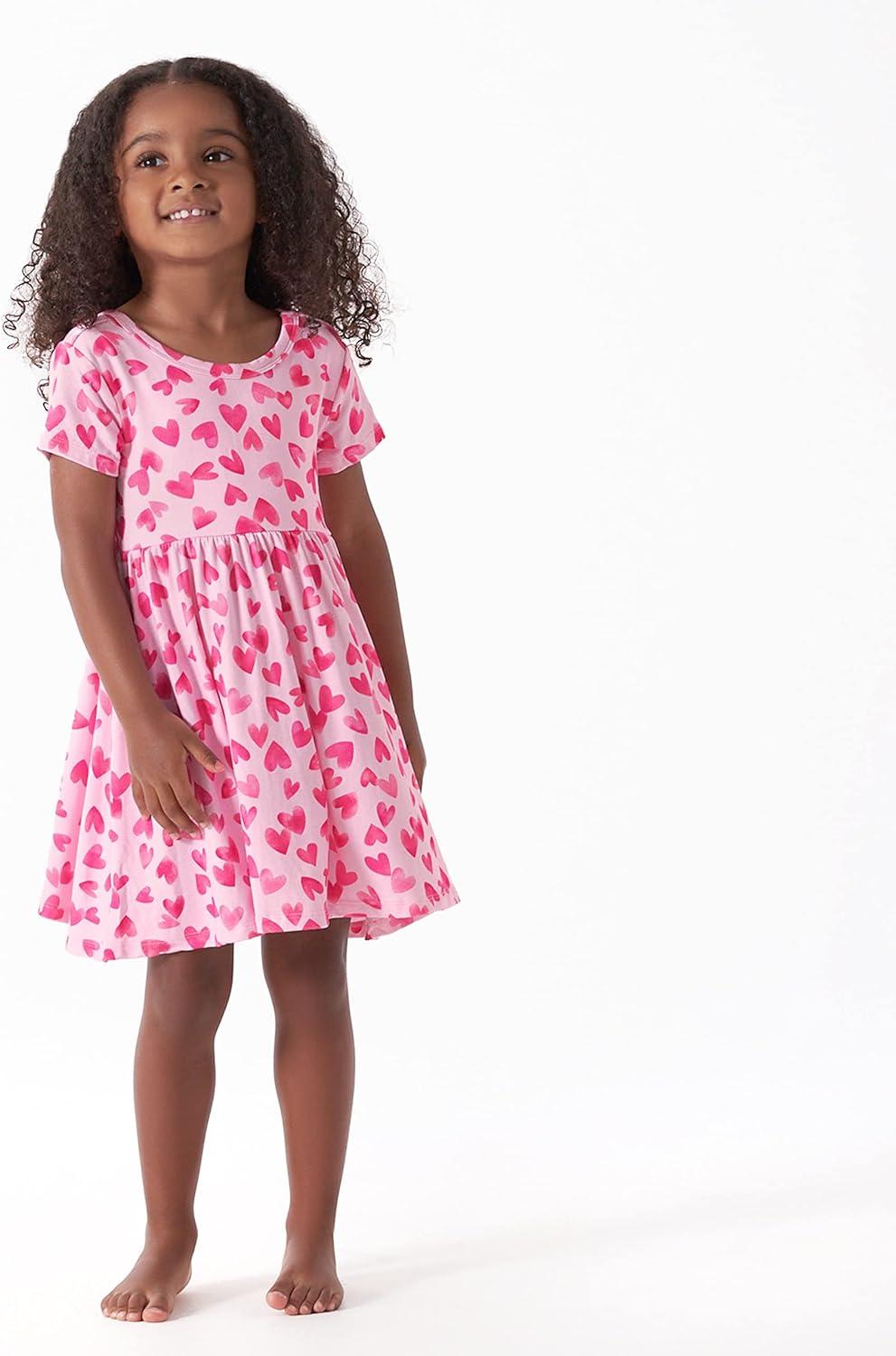 imageGerber Baby Girls Toddler Buttery Soft Short Sleeve Twirl Dress with Viscose Made from EucalyptusHeart Felt