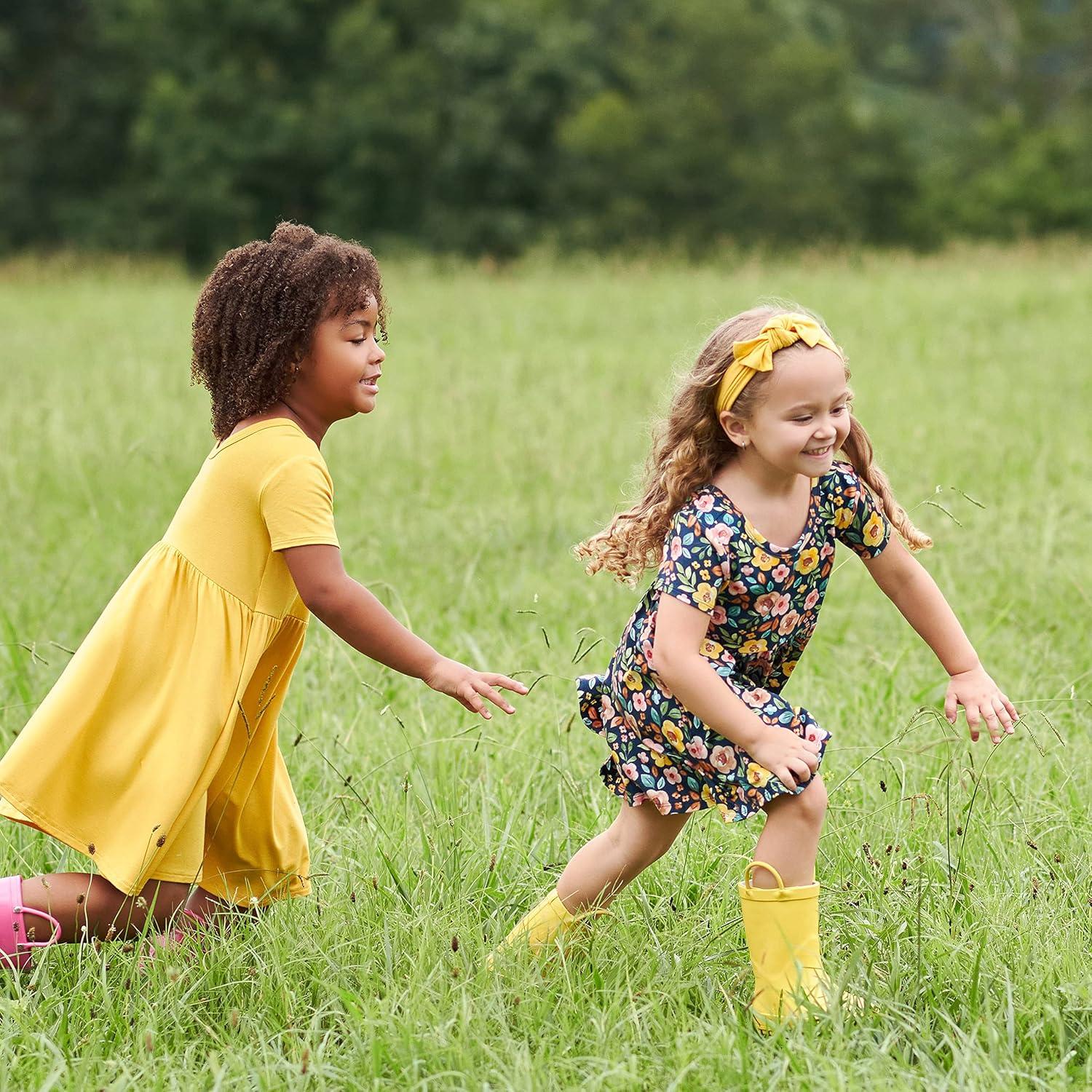 imageGerber Baby Girls Toddler Buttery Soft Short Sleeve Twirl Dress with Viscose Made from EucalyptusMidnight Floral