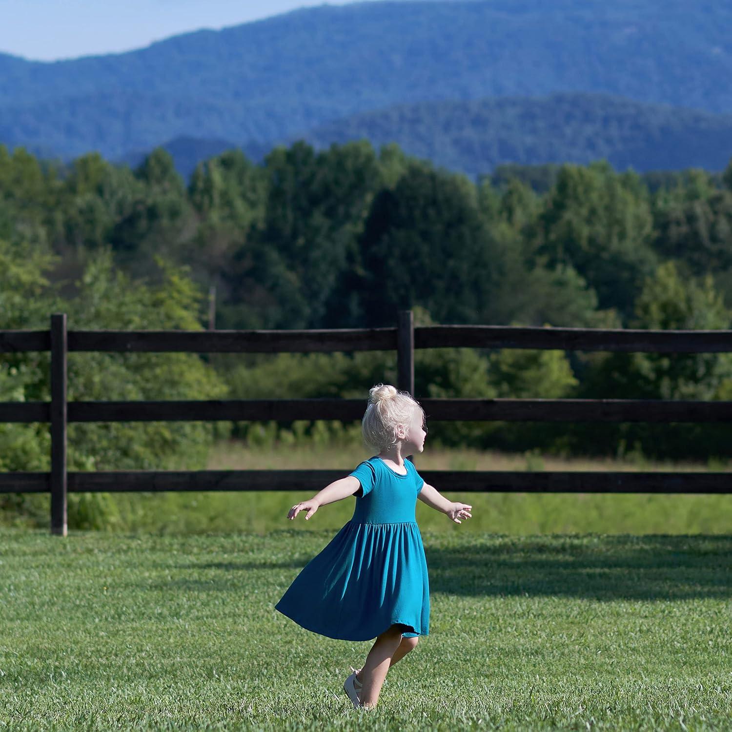 imageGerber Baby Girls Toddler Buttery Soft Short Sleeve Twirl Dress with Viscose Made from EucalyptusOcean Teal