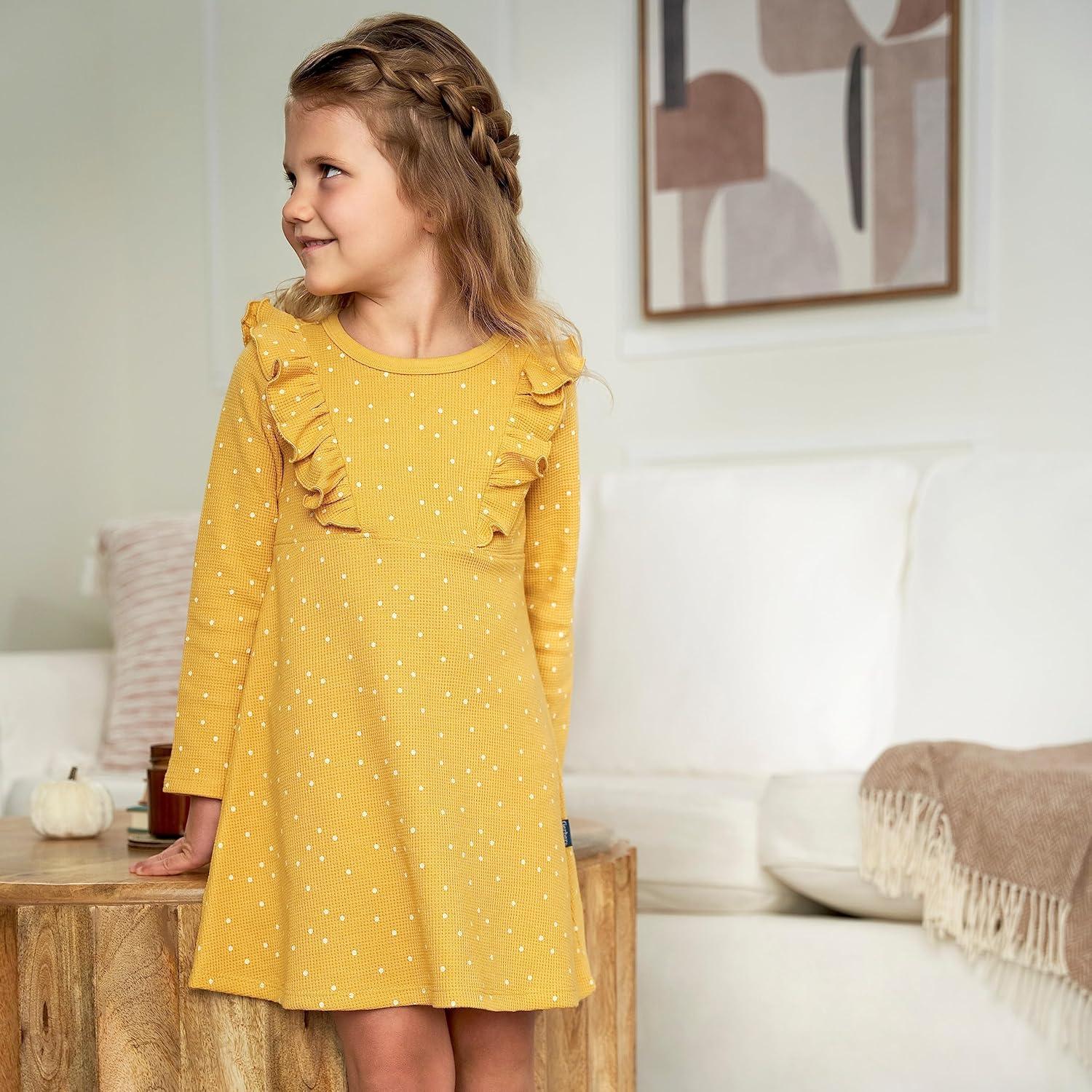 imageGerber Baby Girls Toddler Long Sleeve Dress with Ruffle DetailCharcoal