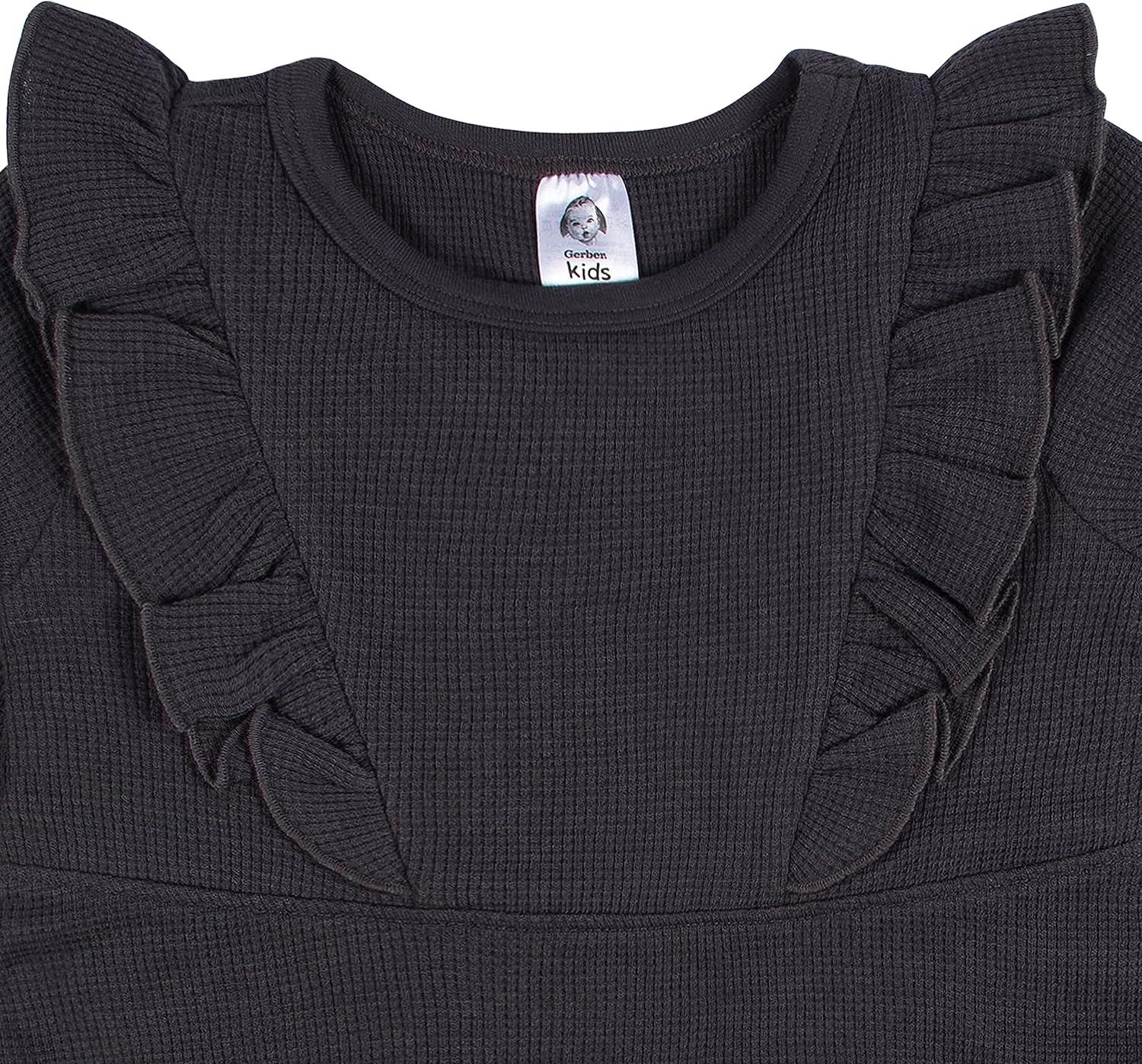 imageGerber Baby Girls Toddler Long Sleeve Dress with Ruffle DetailCharcoal
