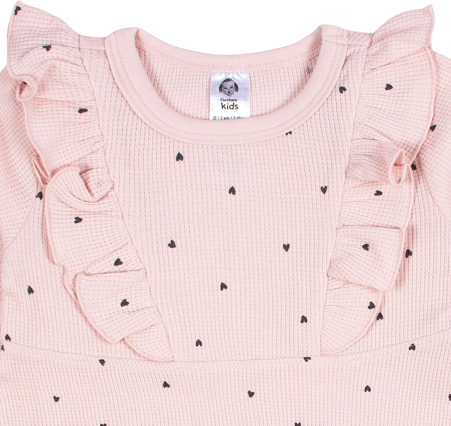 imageGerber Baby Girls Toddler Long Sleeve Dress with Ruffle DetailLight Pink