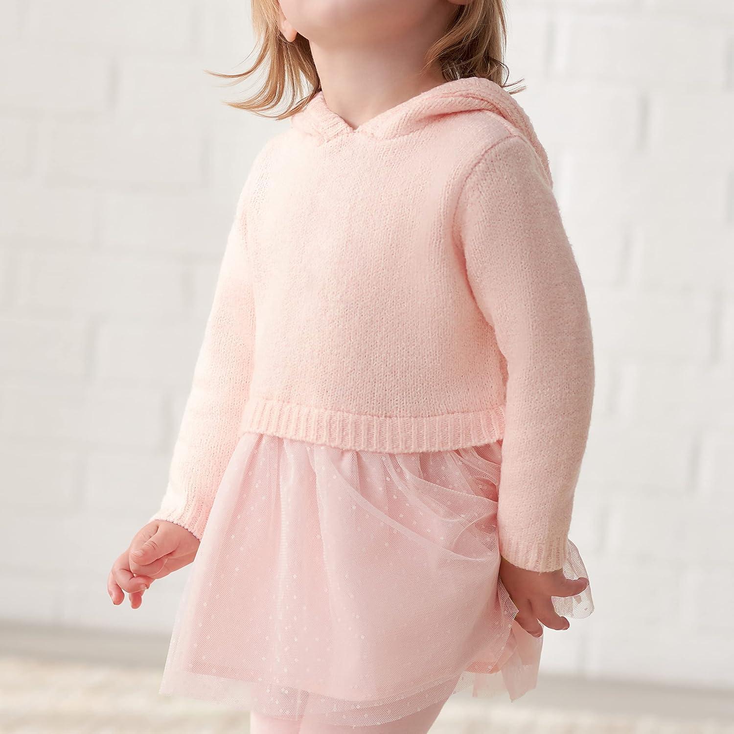 imageGerber Baby and Toddler Girls Sweater Dress with Tulle SkirtLight Pink