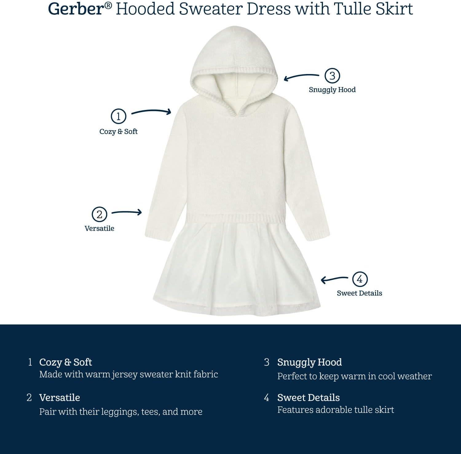 imageGerber Baby and Toddler Girls Sweater Dress with Tulle SkirtPink