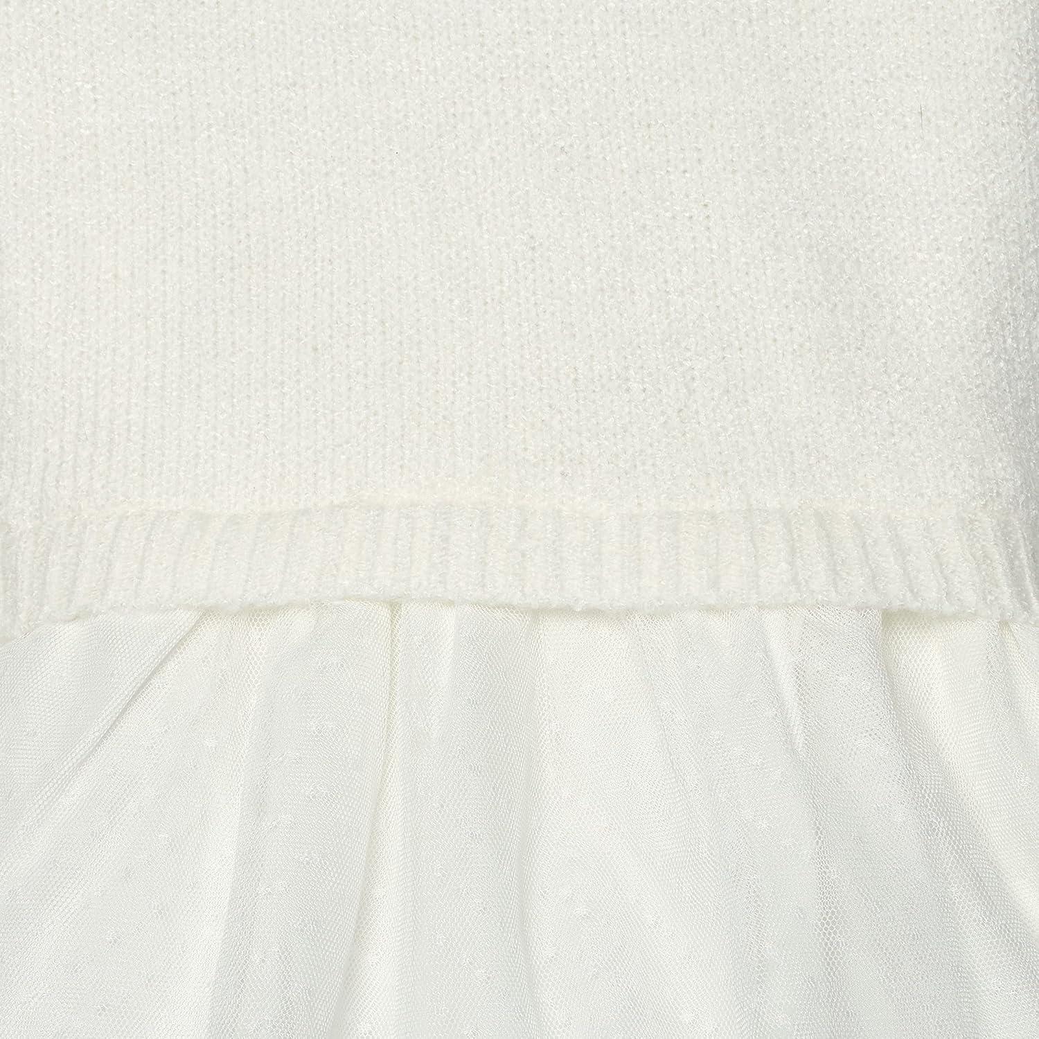 imageGerber Baby and Toddler Girls Sweater Dress with Tulle SkirtWhite