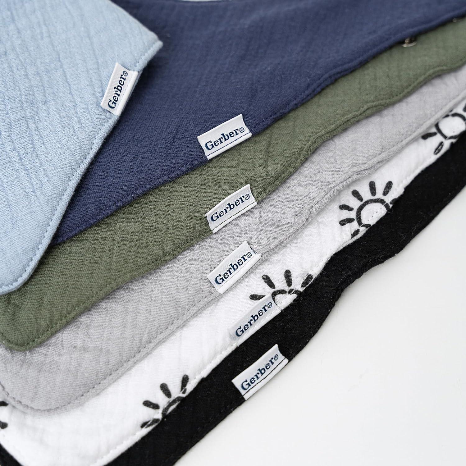 imageGerber Unisex Baby Muslin Bandana BibsSolid Nature