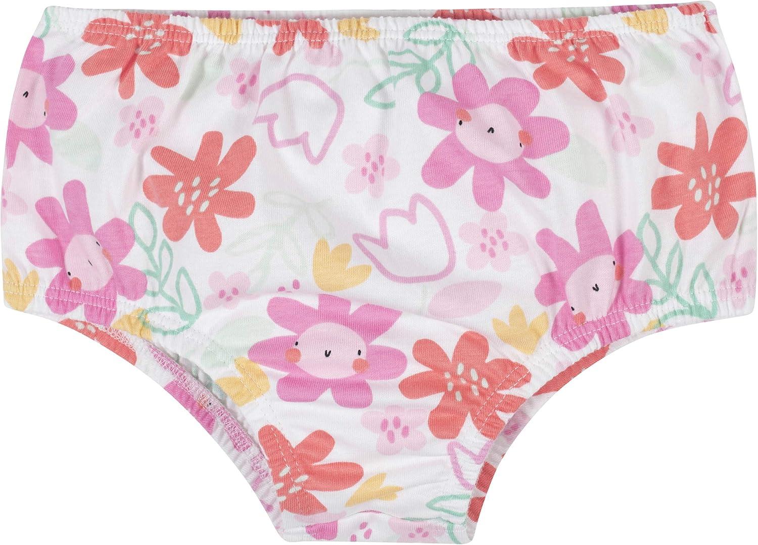 imageGerber babygirls 3piece Sundress Diaper Cover and Hat SetWhite and Pink Garden