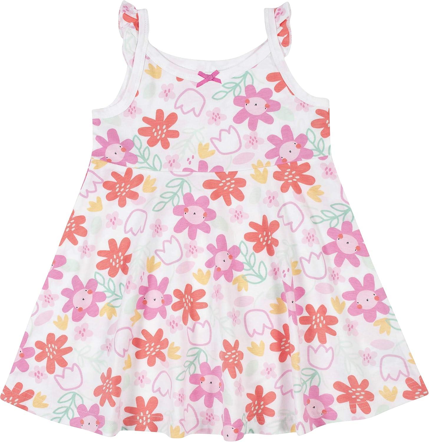 imageGerber babygirls 3piece Sundress Diaper Cover and Hat SetWhite and Pink Garden