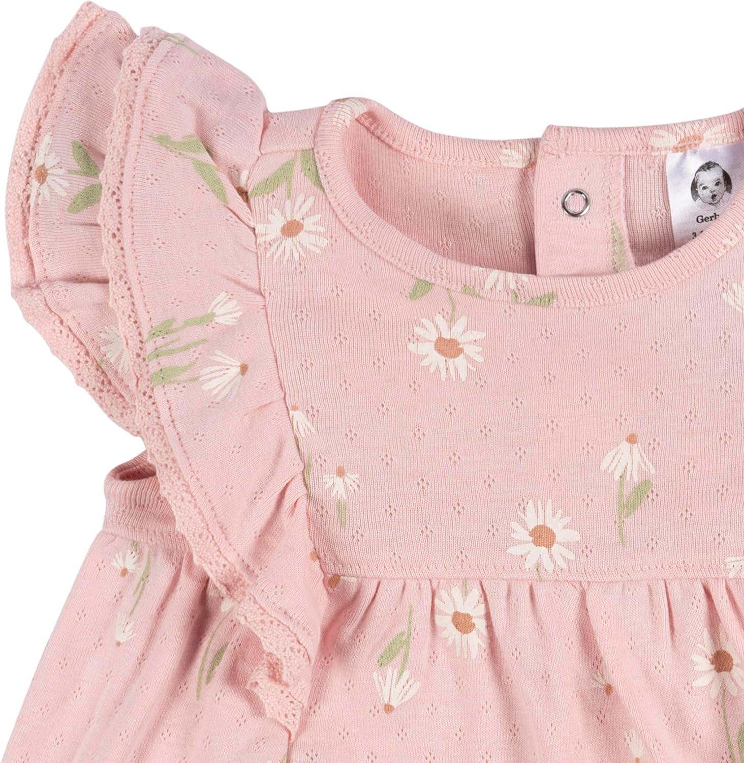 imageGerber babygirls Cotton Dress and Diaper Cover SetDaisies