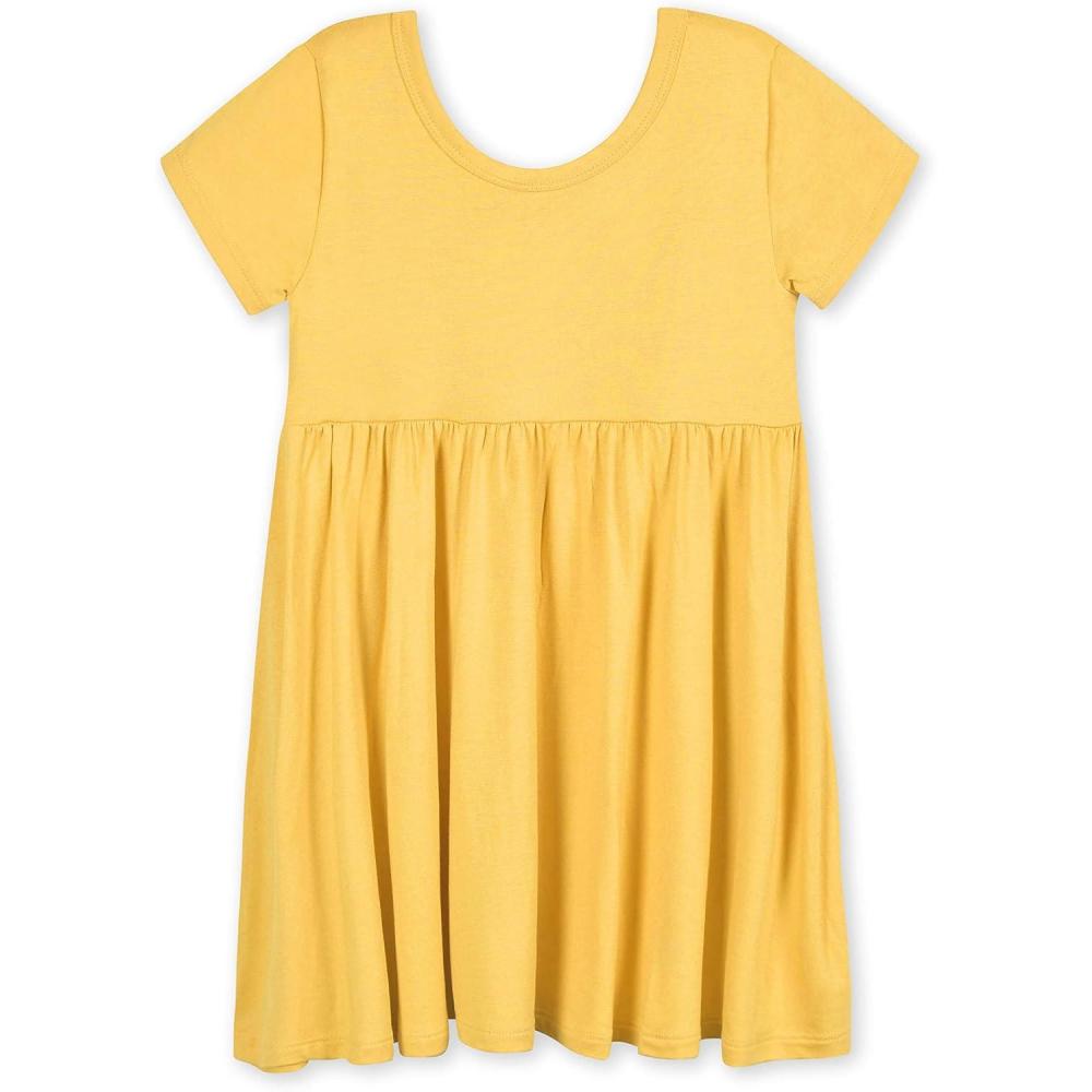 imageGerber Baby Girls Toddler Buttery Soft Short Sleeve Twirl Dress with Viscose Made from EucalyptusHoney