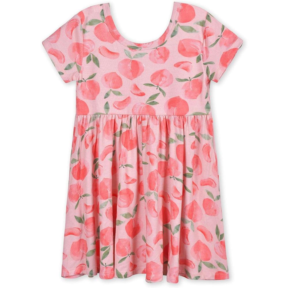 imageGerber Baby Girls Toddler Buttery Soft Short Sleeve Twirl Dress with Viscose Made from EucalyptusJust Peachy