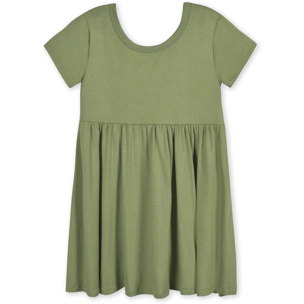imageGerber Baby Girls Toddler Buttery Soft Short Sleeve Twirl Dress with Viscose Made from EucalyptusMoss