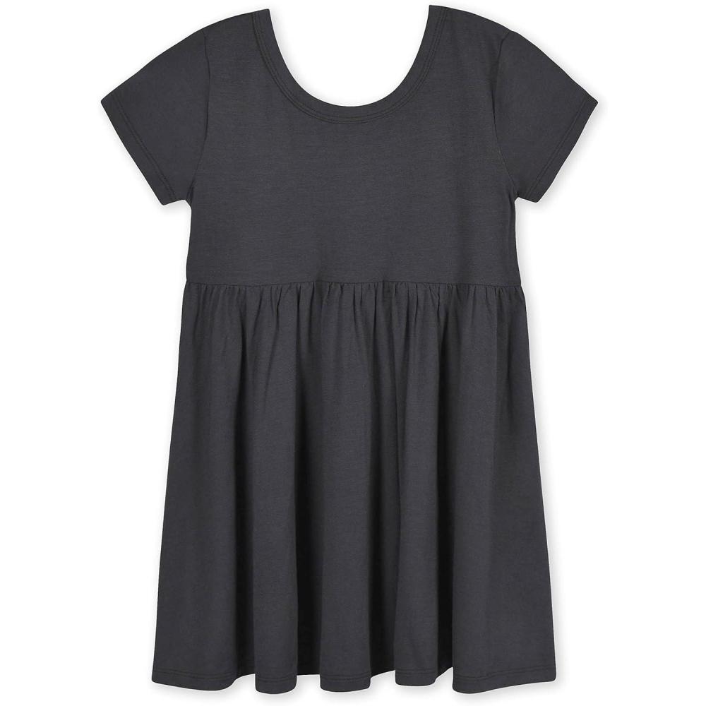 imageGerber Baby Girls Toddler Buttery Soft Short Sleeve Twirl Dress with Viscose Made from EucalyptusShadow