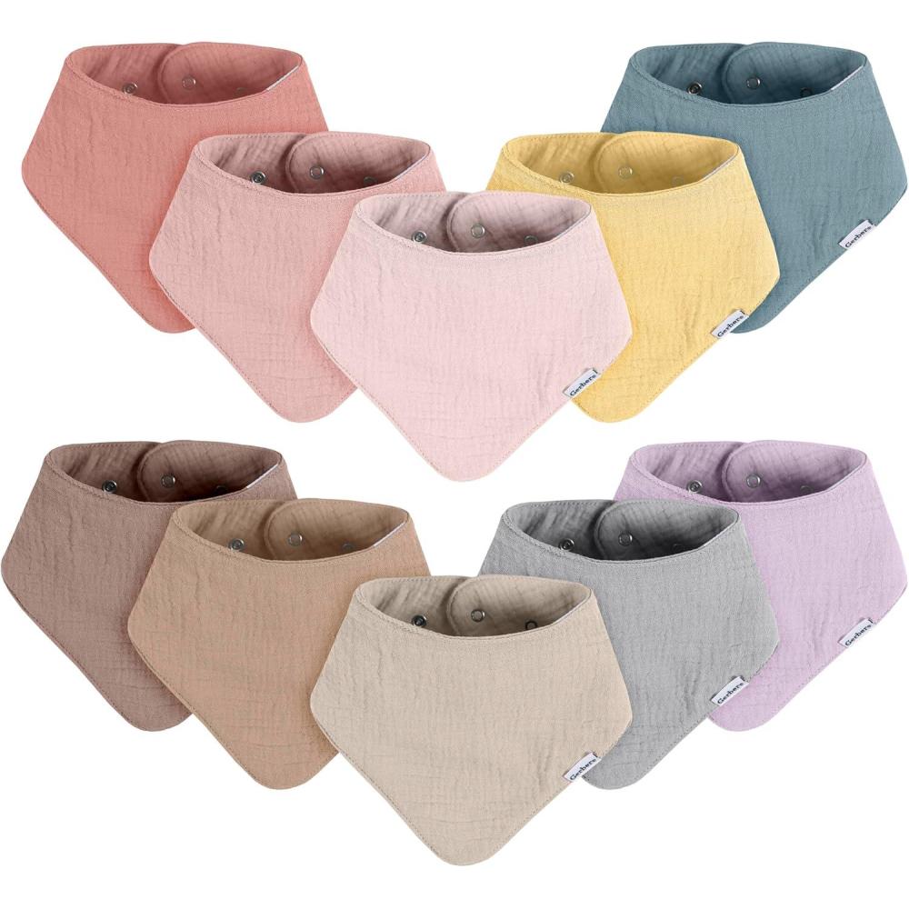 imageGerber Unisex Baby Muslin Bandana BibsSolid Pastel
