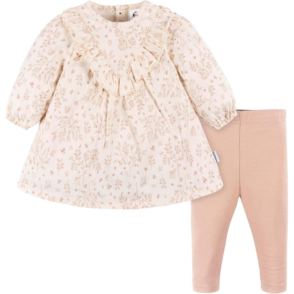 imageGerber babygirls Baby Girls 2piece Dress ampamp Legging SetWoodland