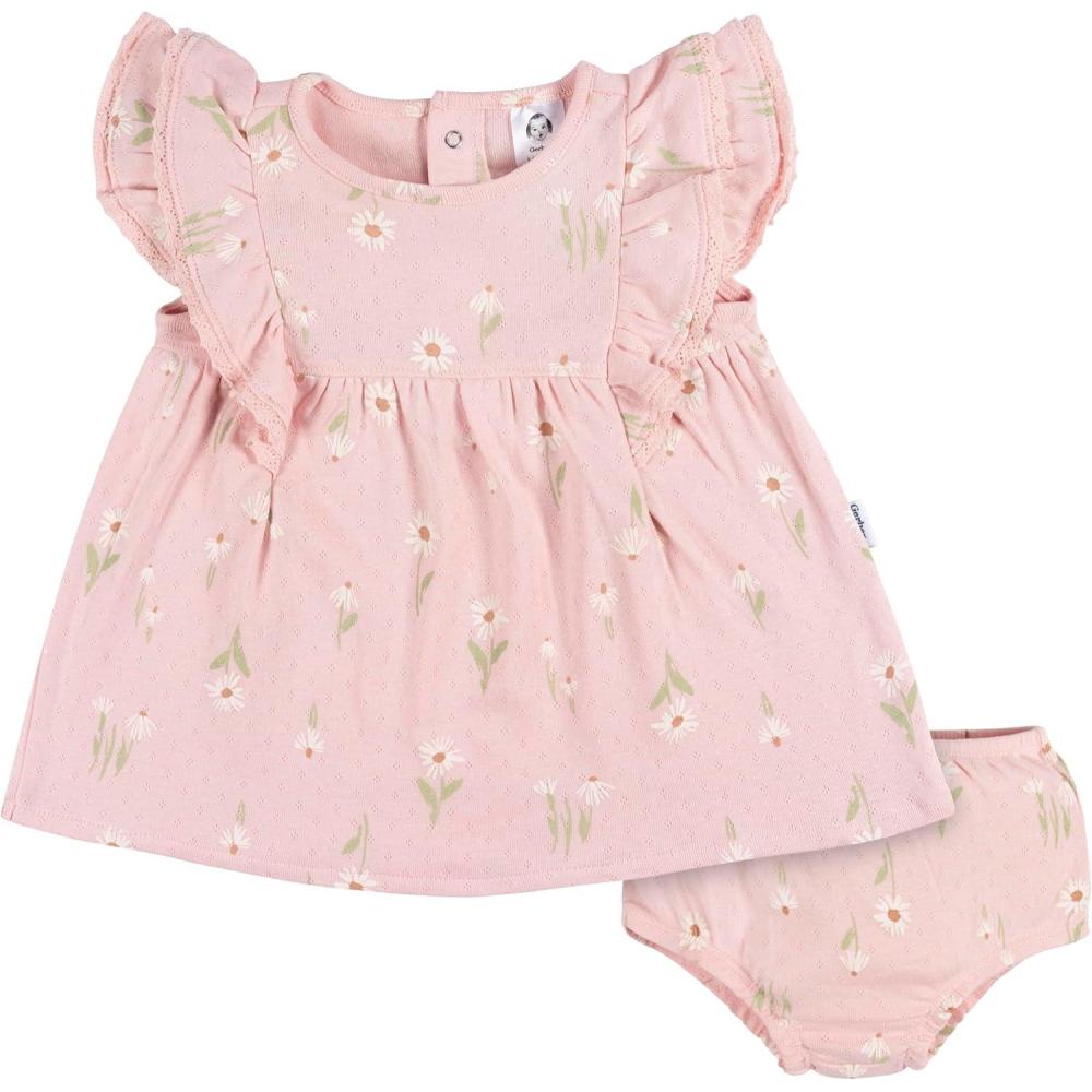 imageGerber babygirls Cotton Dress and Diaper Cover SetDaisies