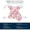 imageGerber babygirls 3piece Dress Diaper Cover and Headband SetFloral