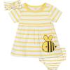 imageGerber babygirls 3piece Dress Diaper Cover and Headband SetYellow Bumblebee