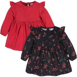 imageGerber Baby Girls Toddler 2Pack Long Sleeve DressesBlack Holly Berries