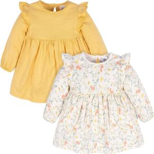 imageGerber Baby Girls Toddler 2Pack Long Sleeve DressesIvory Fox
