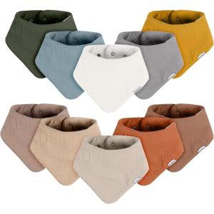 imageGerber Unisex Baby Muslin Bandana BibsSolid Earth
