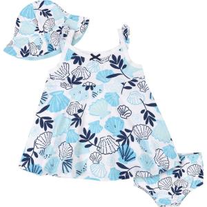 imageGerber babygirls 3piece Sundress Diaper Cover and Hat SetBlue Shells