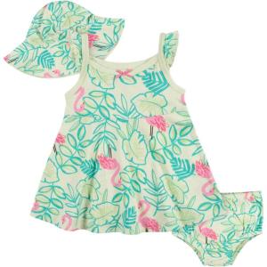 imageGerber babygirls 3piece Sundress Diaper Cover and Hat SetFlamingo