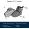imageGerber Baby Fleece Lined Wrap Fasten Non Skid Soft Slipper BootiesGrey Heather