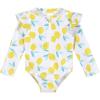 imageGerber Girls Toddler Long Sleeve One Piece Rashguard SwimsuitWhite Yellow Lemons