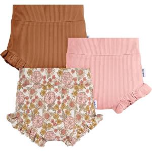 imageGerber Baby Girls 3Pack Bubble ShortsBrownPinkGarden Floral