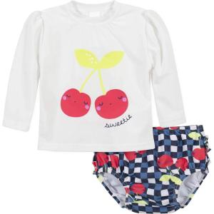 imageGerber Girls Baby Toddler Long Sleeved Rashguard Swim Bathing Suit SetCherry