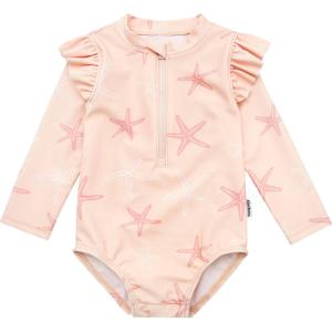 imageGerber Girls Toddler Long Sleeve One Piece Rashguard SwimsuitPink Starfish
