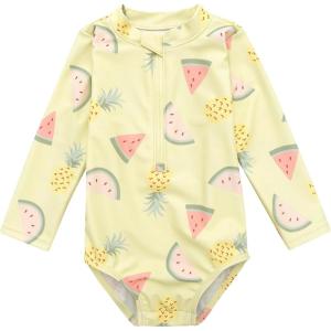 imageGerber Girls Toddler Long Sleeve One Piece Rashguard SwimsuitYellow Fruit