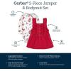 imageGerber babygirls Toddler 2 Piece Overall Dress SetRed Holly Berries