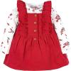 imageGerber babygirls Toddler 2 Piece Overall Dress SetRed Holly Berries