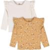 imageGerber Baby Girls Toddler 2Pack Double Ruffle Long Sleeve TopsMustard Floral