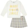 imageGerber Baby Girls Toddler 2Piece LongSleeve Tee ampamp Pleated Skirt SetSmile Plaid