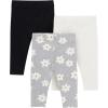 Gray Flowers  Cream and Black