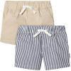 imageGerber Baby Toddler Unisex Stretch Chino ShortsNavy StripeKhaki