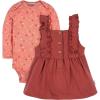 imageGerber babygirls Toddler 2 Piece Overall Dress SetOrange Leaves