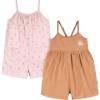 imageGerber babygirls Toddler 2pack Sleeveless Romper JumpsuitRust Floral
