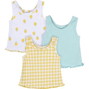 imageGerber Baby Girls 3Pack Racer Back Tank TopsBlue Lemons