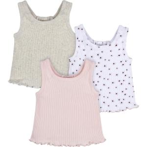 imageGerber Baby Girls 3Pack Racer Back Tank TopsPink Floral
