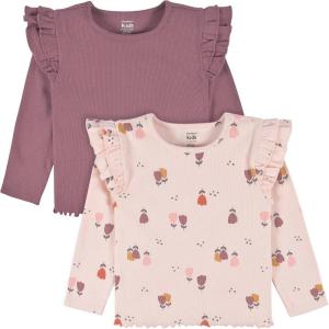 imageGerber Baby Girls Toddler 2Pack Double Ruffle Long Sleeve TopsPink  Purple