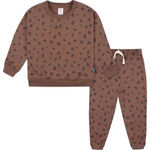 imageGerber Baby Girls Toddler 2piece Fleece Sweatshirt and Jogger SetBrown Leopard